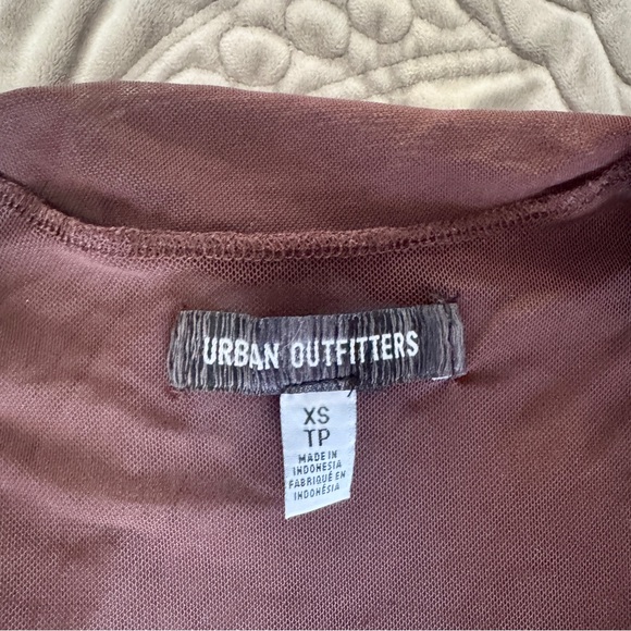 Urban Outfitters Mesh Sheer Chocolate Brown Button Top XS - Picture 3 of 6